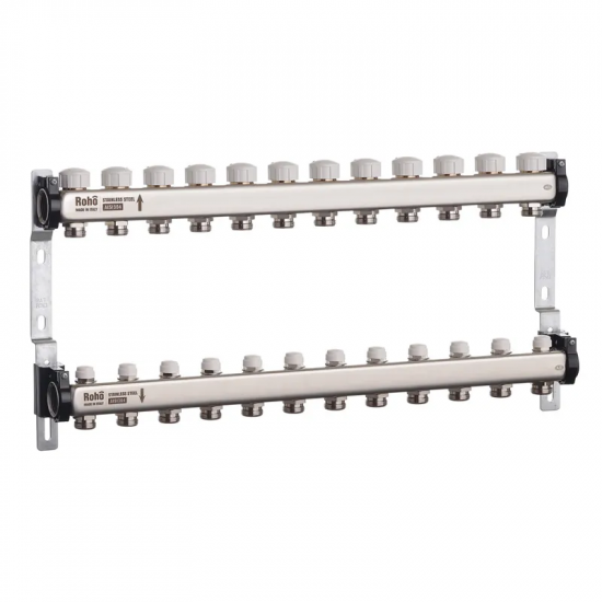 Колектор з термостатичними та запірними клапанами Roho R805-12 - 1"х 12 вих. (RO0066)