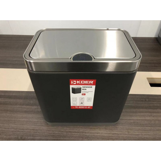 Відро для сміття сенсорне прямокутне Koer TC-020212-07 12 л колір графіт (KR5585)