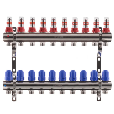 Коллекторный блок с расходомерами Koer KR.1110-10 1"x10 ways (KR2647)