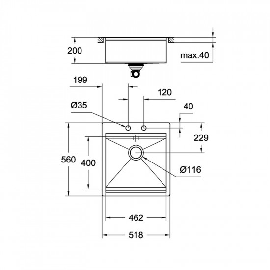 Кухонная мойка K800 (50 см) Grohe EX-2 Sink (31583SD0)