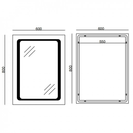 Зеркало Mixxus TWEE MR09-80x60-REVERSE с LED Touch, Anti-fog, диммером, регулировкой яркости (MI
