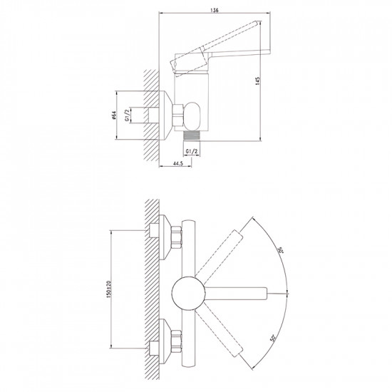 Змішувач для душу Zerix LOR5-B124 (ZX5976)