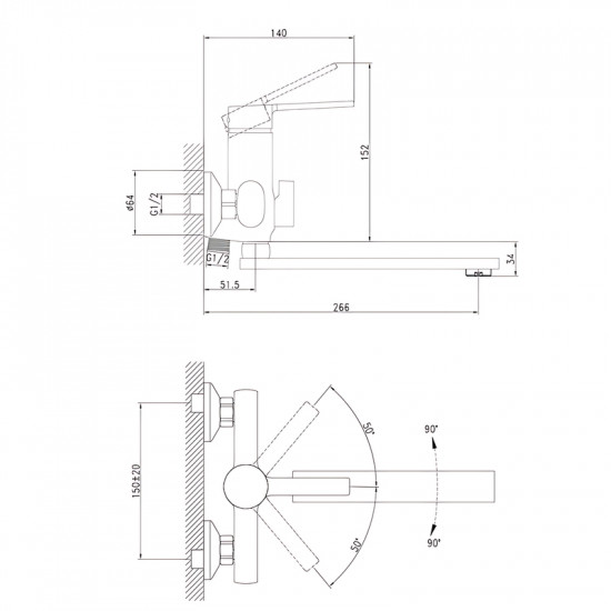 Змішувач для ванни Zerix LOR3-124 (ZX5975)