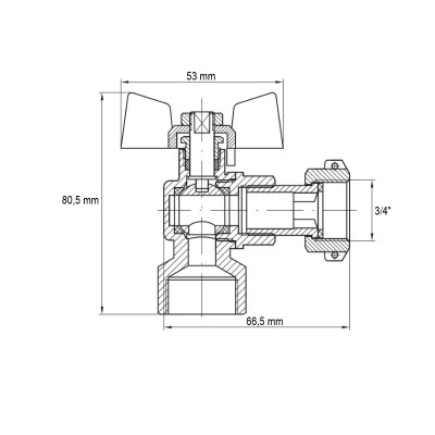 Кран кутовий з накидною гайкою Koer KR.223 - 3/4" ГГМ (KR4774)