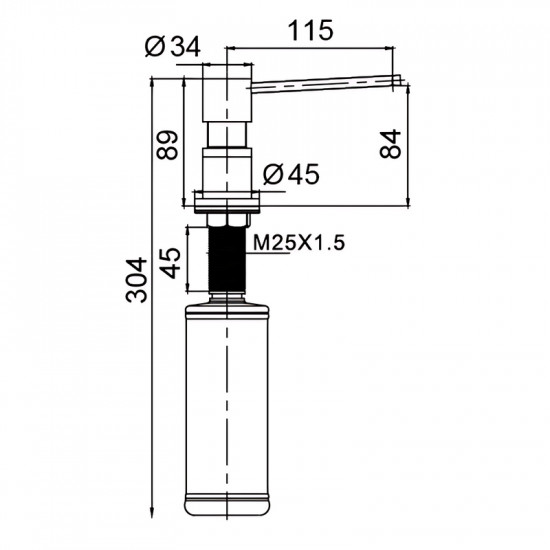 Дозатор для жидкого мыла врезной KOER SDB-01-02 цвет нерж. стали (300 мл) (KR5625)
