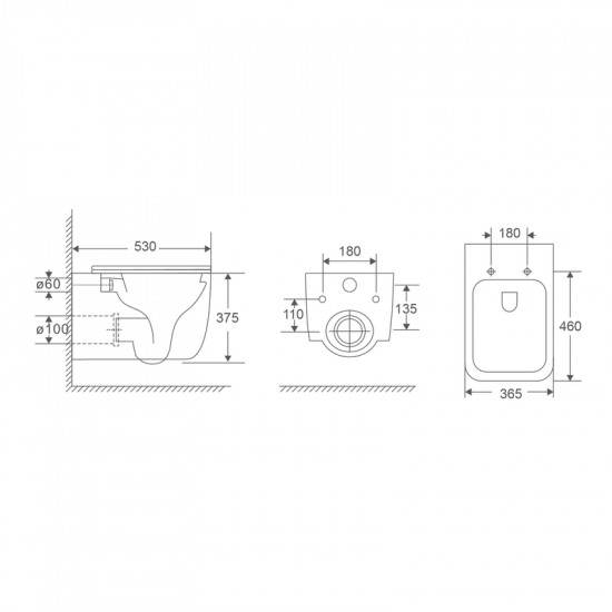 Унітаз підвісний Mixxus Premium Diverse-0101-T1 530x365x373mm, система змиву Tornado 1.0 (MP6477)