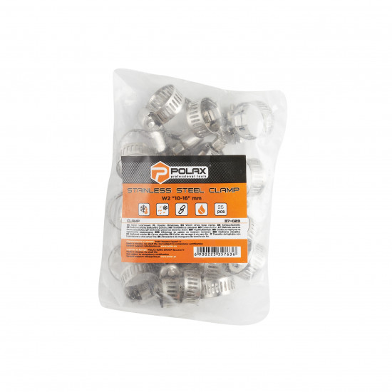 Хомут 10-16 мм нержавіючий Polax черв\'ячний (37-023)