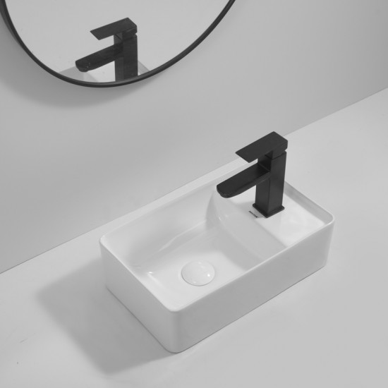 Раковина подвесная Mixxus Premium QUADRO-1201-L 430х265х135mm с отверстием под смеситель и переливом (M