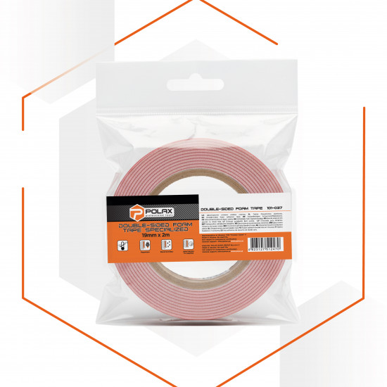 Скотч двосторонній Polax клейка стрічка Спеціалізована на спіненій основі 19 мм х 2 м (101-037)