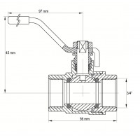 Кран кульовий KOER KR.214.G - 3/4" FF ГГВ YELLOW, ручка "важіль" жовта (KR0113)