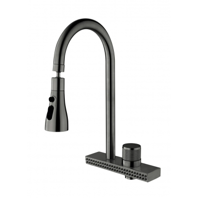 Змішувач для кухні Mixxus FOL-017 Graphite з функц."водоспад" з нерж. сталі (MI6344)