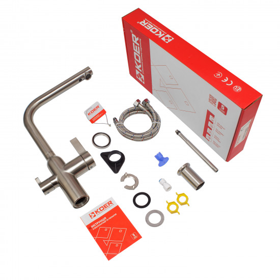 Змішувач для кухні з виходом для питної води Koer KI-72020-02 (з нерж. сталі) (KR4797)