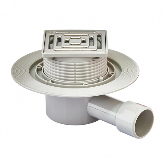 Душовий трап з нержавіючої сталі SUS304 Koer FD14-100x100-90 (кутовий відвід) (AC0661)