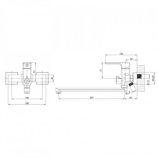 Змішувач для ванни Mixxus Premium DANTE 006 EURO White-Chrome (MI6794)