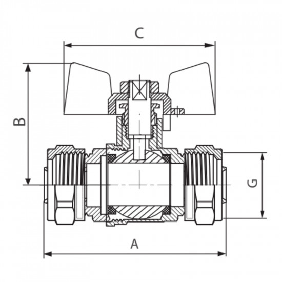 Кран кульовий Waterpro Wing 20x20 (MA0120)