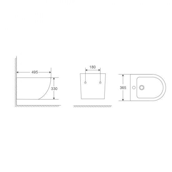 Біде підвісне Mixxus Premium Ellipse-0501 495x365x325mm (MP6469)