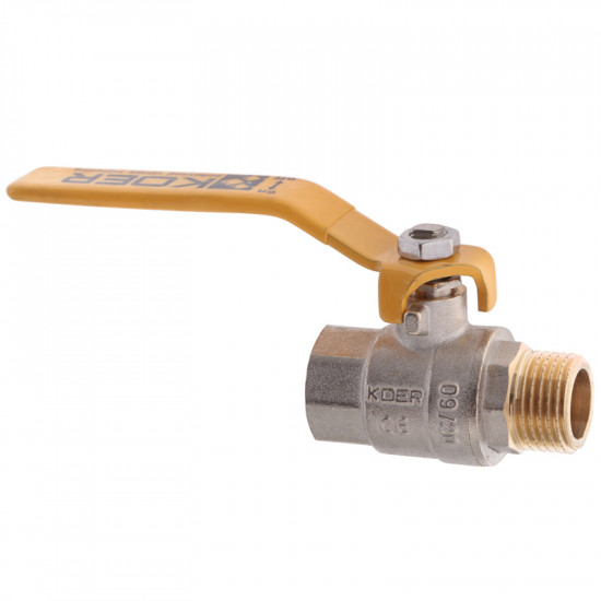 Кран кульовий KOER KR.215.G - 1/2" FM ГШВ YELLOW, ручка "важіль" жовта (KR0116)