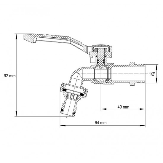 Кран поливу Koer KR.247 - 1/2" з конектором для швидкого підключення (KR3196)