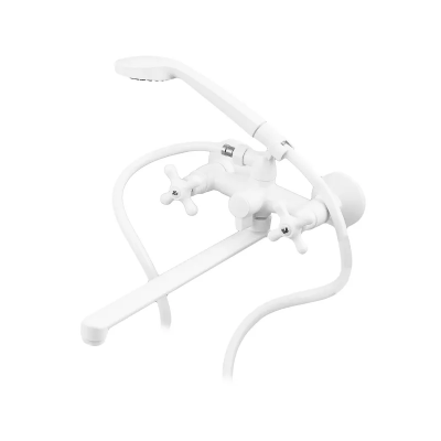 Змішувач для ванни Plamix Pablo -140 EURO SET White (з шлангом та лійкою) (PM0670)