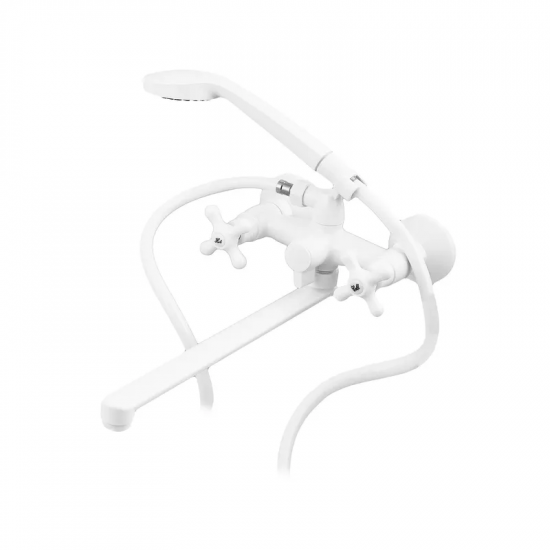 Змішувач для ванни Plamix Pablo -140 EURO SET White (з шлангом та лійкою) (PM0670)