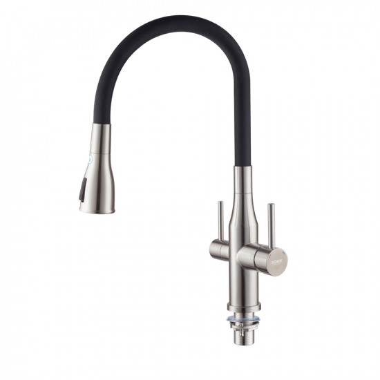 Змішувач для кухні Koer KI-72024-02 з виходом для питної води (нерж. сталь) (KR5011)