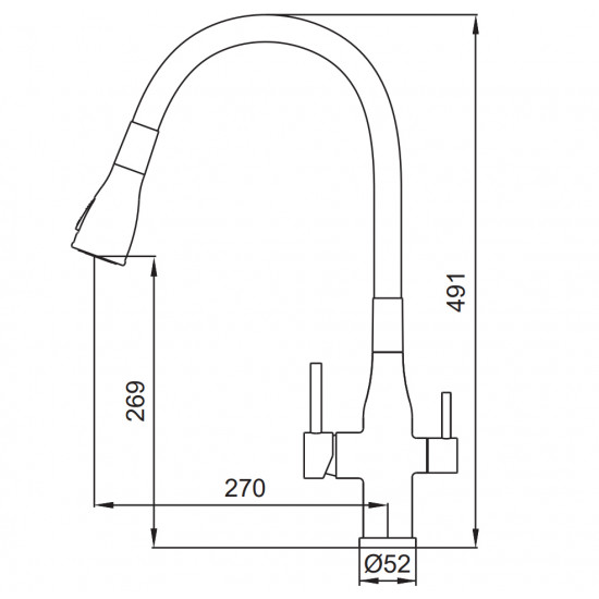 Змішувач для кухні Koer KI-72024-02 з виходом для питної води (нерж. сталь) (KR5011)