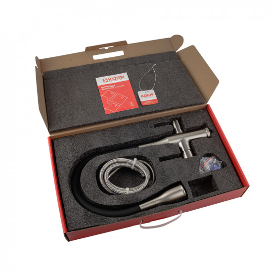 Змішувач для кухні Koer KI-72024-02 з виходом для питної води (нерж. сталь) (KR5011)