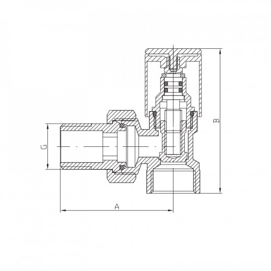 Кран для сушарки рушників кутовий Koer KR.531.Black - 1/2" (KR5103)