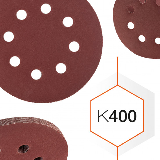 Шліфувальний круг Polax на липучці самозачіпній 125 мм, К400, з отворами (54-223)