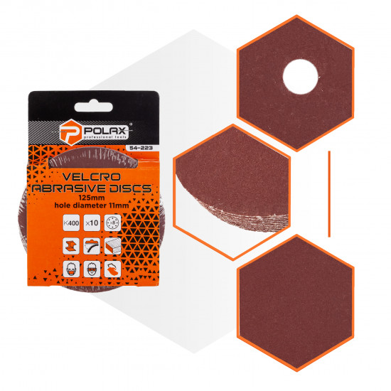 Шліфувальний круг Polax на липучці самозачіпній 125 мм, К400, з отворами (54-223)