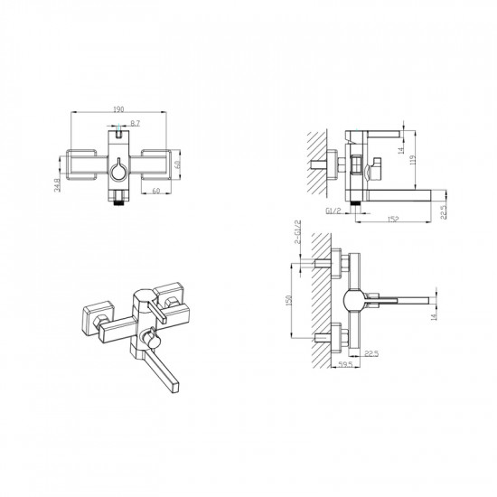 Змішувач для ванни Mixxus Bond 009 Euro (MI7151)