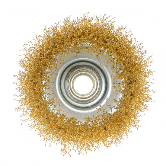 Щітка чашкова 85 мм, для УШМ, М14, гофр. пров., латунована Polax (54-156)