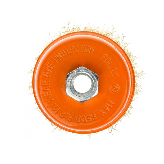 Щітка чашкова 85 мм, для УШМ, М14, гофр. пров., латунована Polax (54-156)