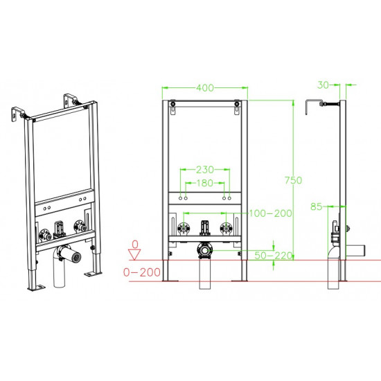 Комплект інсталяційний для біде Koer KT-0402 (без панелі змиву)  (KR5167)