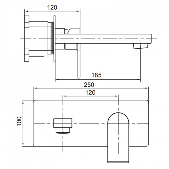 Змішувач для умивальника Koer KI-16015-02 вбудований (з нерж. сталі) (Колір нерж) (KR4783)