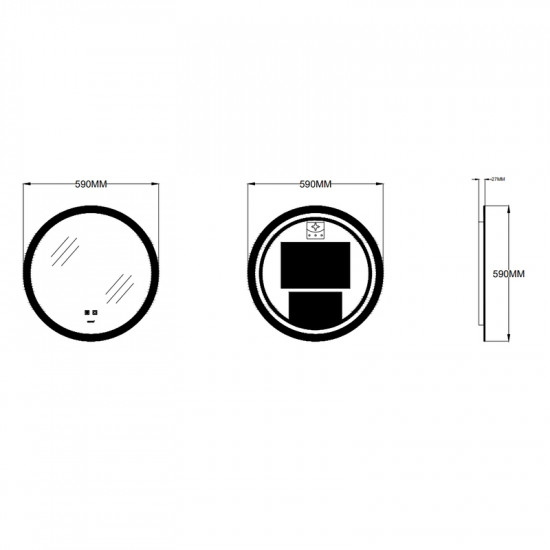 Дзеркало Zerix Solo MC02-60 з LED Touch, Anti-fog, димером, регулятором яскравості (ZX6065)