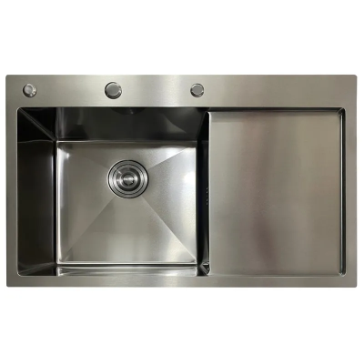 Мийка з нержавіючої сталі MIXXUS MH7849L NANO-BLACK (3.0/0.8) колір графіт (MI7049)