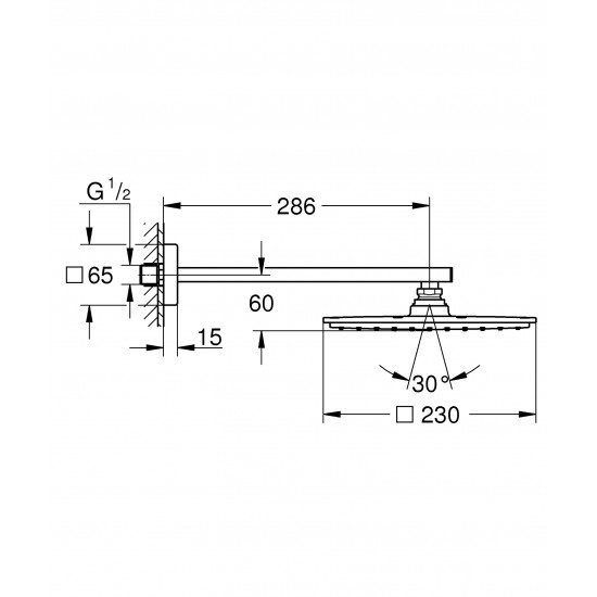 Верхній душ з настінним кронштейном Grohe Rainshower Allure (26064000)