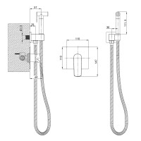 Змішувач для гігієнічного душу Mixxus Premium MONE 002 INNER Graphite вбудований з лійкою (MI6784)