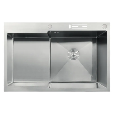 Мийка MIXXUS MH7849R-HK NANO-SILVER (3.0/0.9) з нержавіючої сталі "глибоке крило", з підставкою під