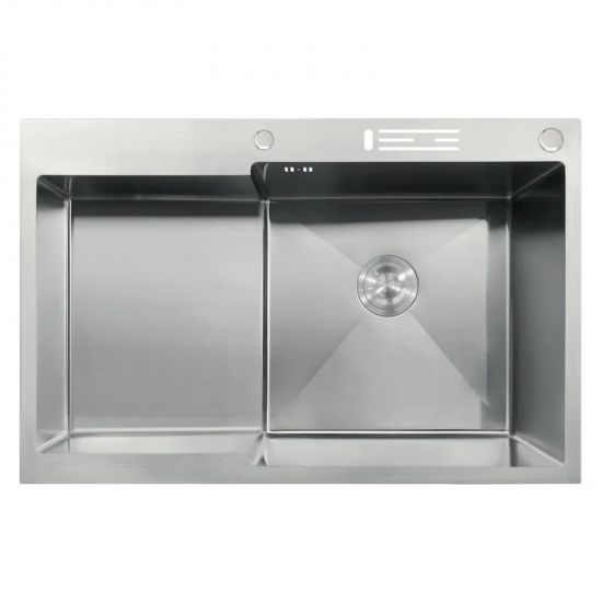 Мийка MIXXUS MH7849R-HK NANO-SILVER (3.0/0.9) з нержавіючої сталі "глибоке крило", з підставкою під