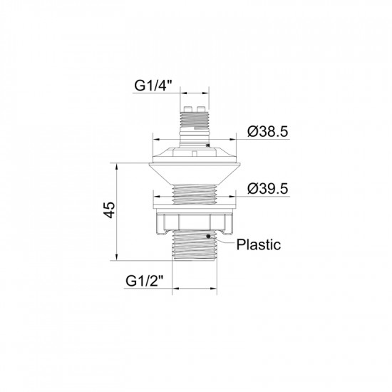 Пластиковий штуцер Koer KT-1402-1/2" до наповнювальної арматури для бачка унітазу підведення 1/2" (