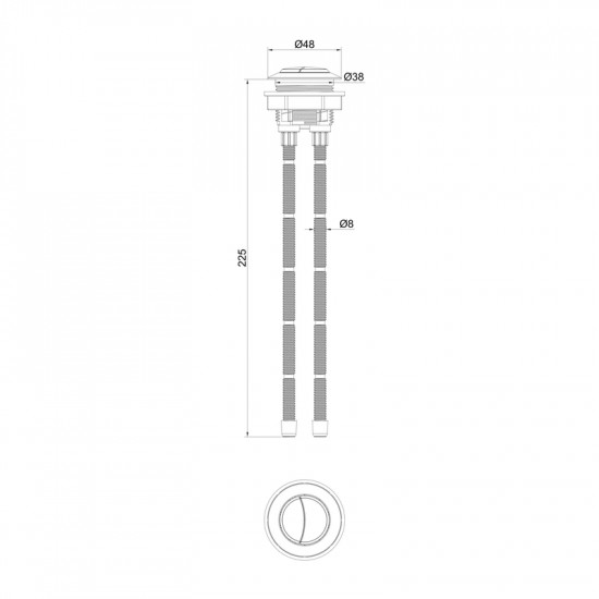 Кнопка спуску води Koer KT-1404 для механічного зливного клапана подвійна для KT-0202 (колір хром)