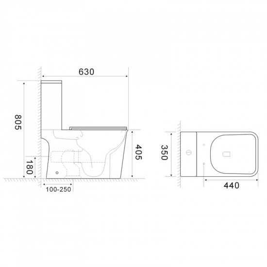 Унітаз-компакт Mixxus WAVE-0404-R 630х350х805mm, система змиву RIMLESS (MI6692)