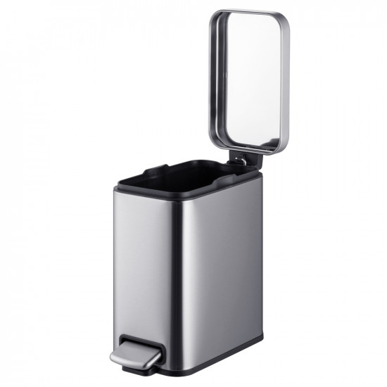 Ведро для мусора с плавным закрытием прямоугольное Mixxus Premium Quadro-TC0105 SS Цвет 5л цвет нерж