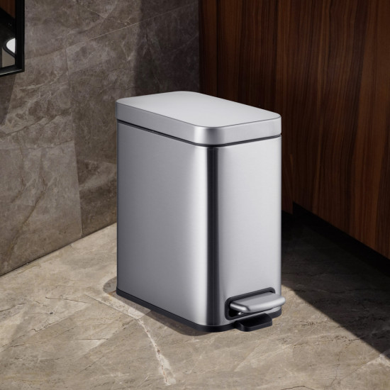 Ведро для мусора с плавным закрытием прямоугольное Mixxus Premium Quadro-TC0105 SS Цвет 5л цвет нерж