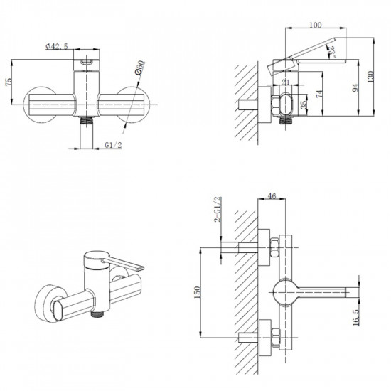 Змішувач для гігієнічного душу Mixxus Lord 024 з лійкою (MI7135)