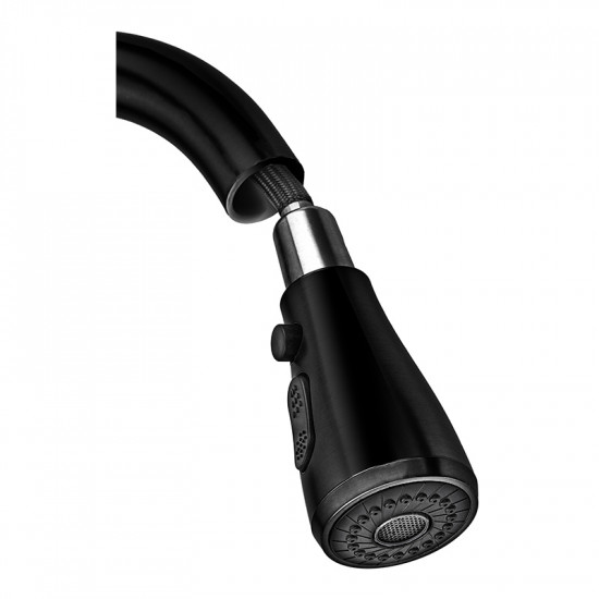 Змішувач для кухні з висувною лійкою Zerix PUL-014 Black з нерж. сталі SUS304 (кол. чорний) (ZX5035