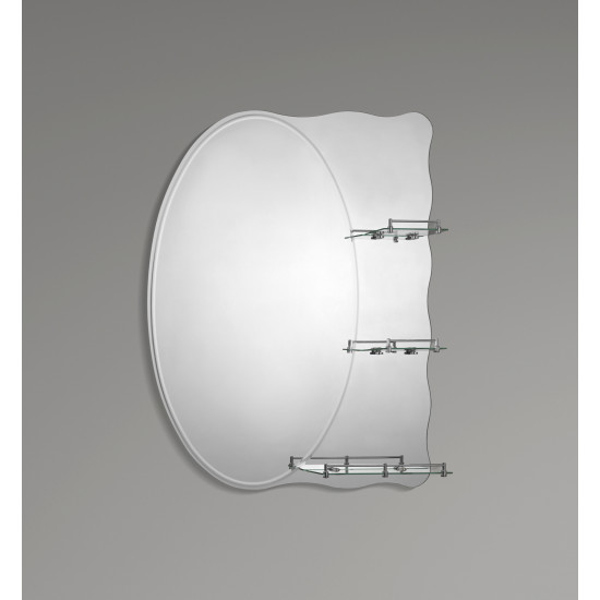 Зеркало настенное Zerix SOLO MOZ01-650x850x100 асимметричное с 3-мя полками (ZX5625)