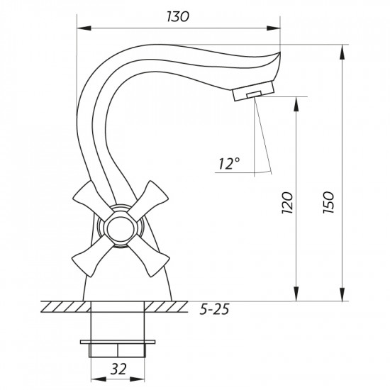 Змішувач для умивальника Zerix MED-A 827 (ZX0202)